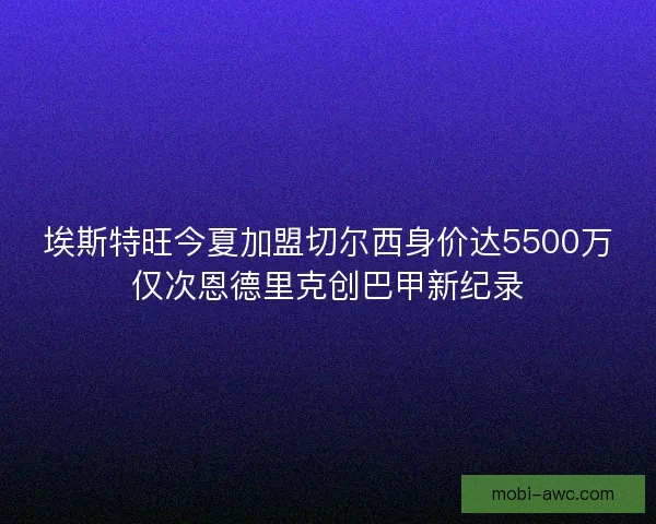 埃斯特旺今夏加盟切尔西身价达5500万仅次恩德里克创巴甲新纪录 埃斯特旺今夏加盟切尔西身价达5500万仅次恩德里克创巴甲新纪录